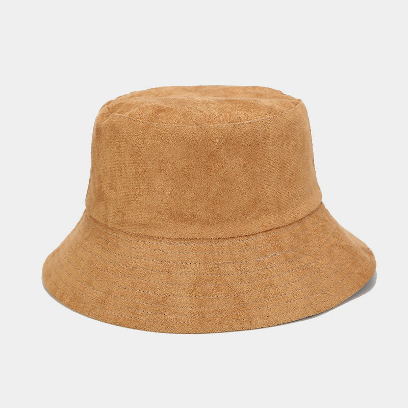 BK00077 Sombrero de pescador de otoño de color liso con ala ancha de gamuza