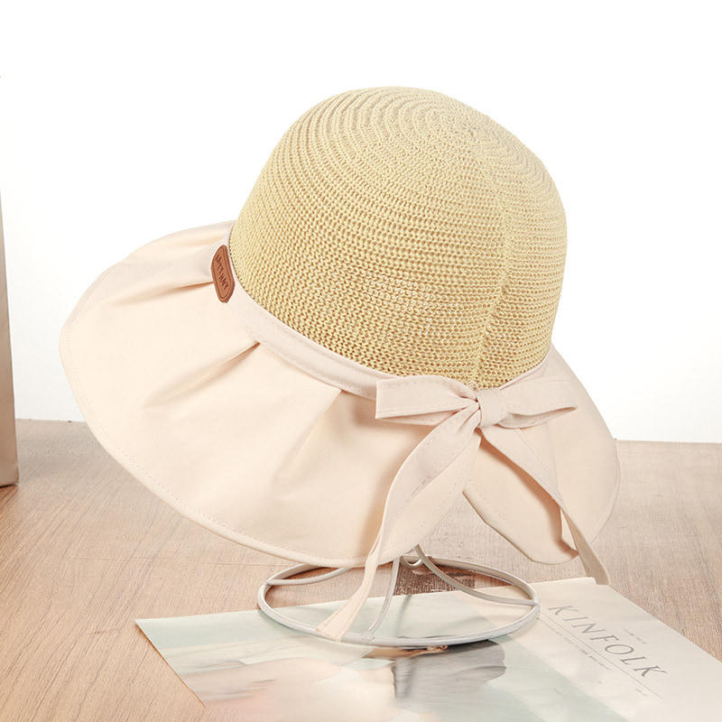 BK00001 Sombrero de cubo para mujer con ala ancha trenzada calada