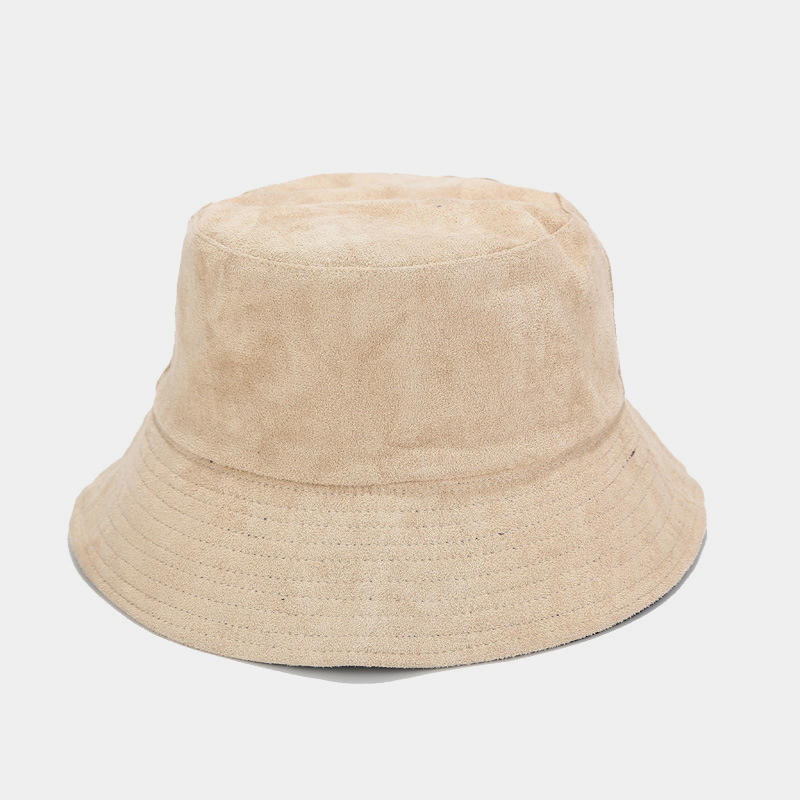 BK00077 Sombrero de pescador de otoño de color liso con ala ancha de gamuza
