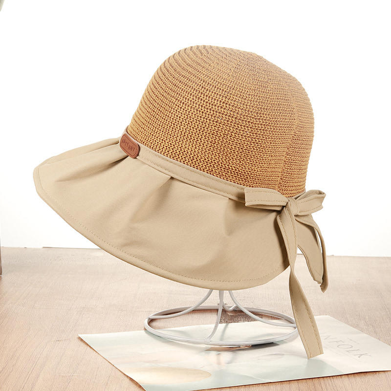 BK00001 Sombrero de cubo para mujer con ala ancha trenzada calada