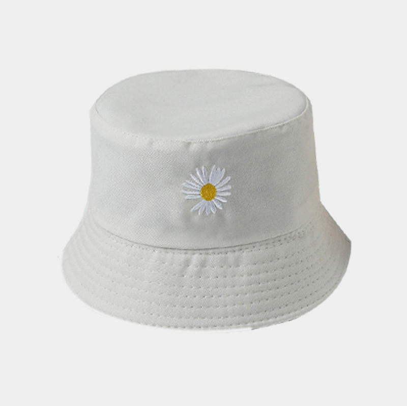 BK00019 Sombrero de pescador pequeño con doble margarita y protección solar con aleros cortos