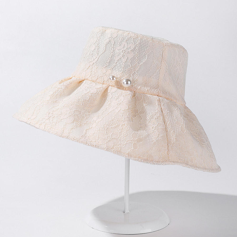 BK00036 Sombrero de pescador de verano con perlas de encaje para mujer