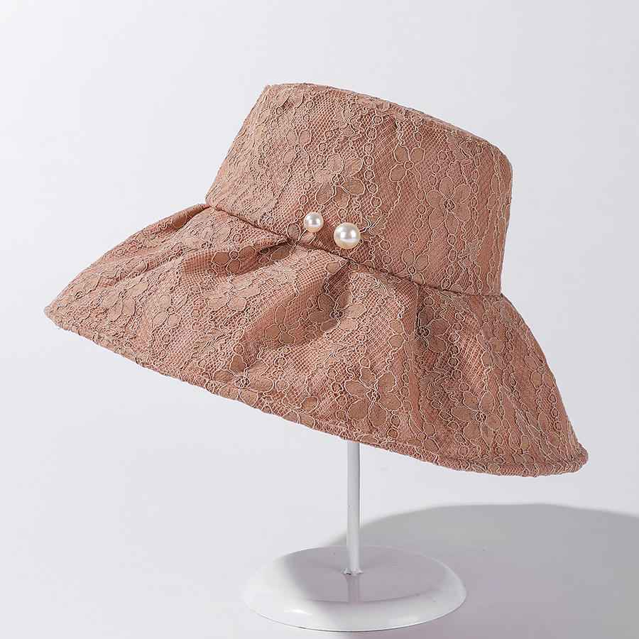 BK00036 Sombrero de pescador de verano con perlas de encaje para mujer