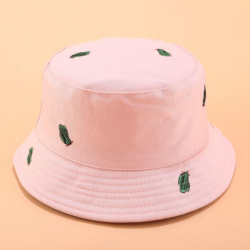 BK00058 Sombrero de pescador de doble cara con bordado de cactus