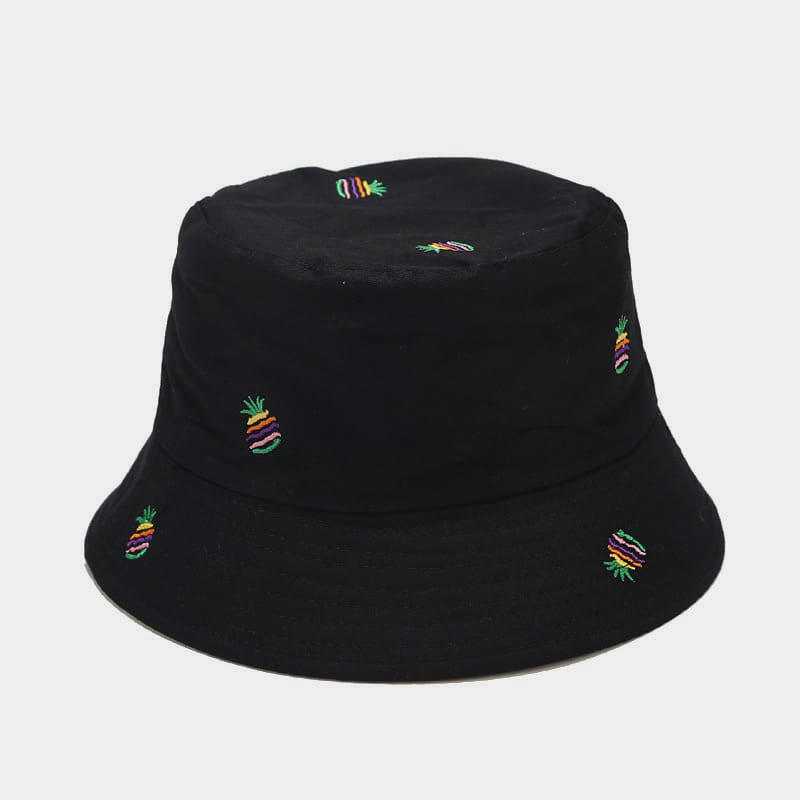 BK00056 Sombrero de pescador de doble cara con bordado de piña