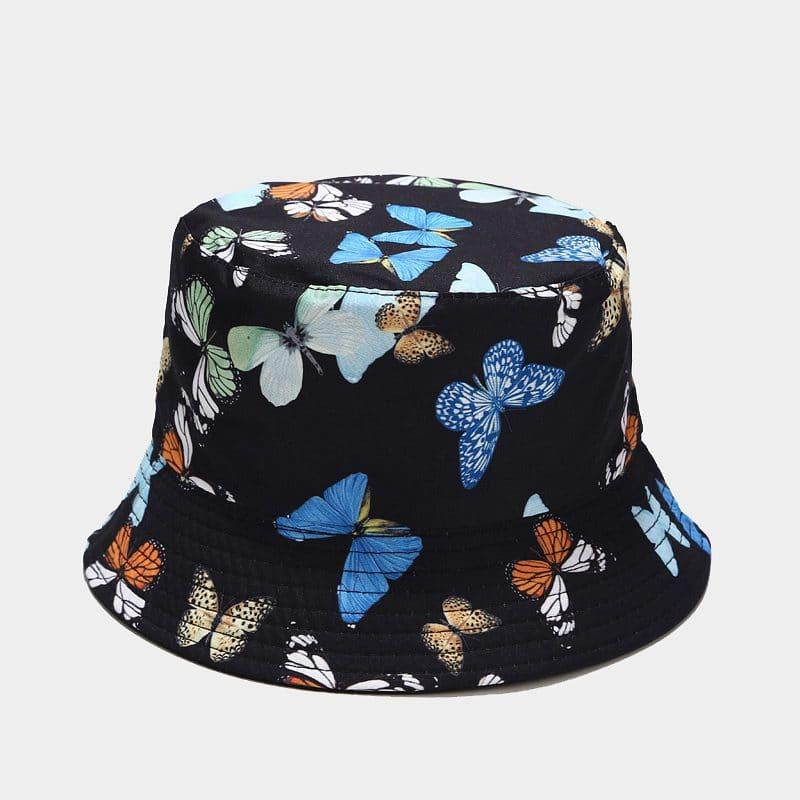 BK00057 Sombrero de cubo con estampado de mariposas coloridas