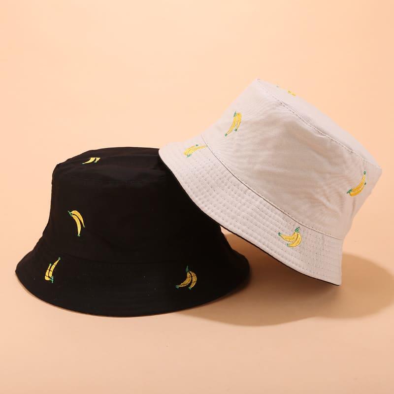 BK00060 Sombrero de cubo para mujer con patrón de fruta de plátano