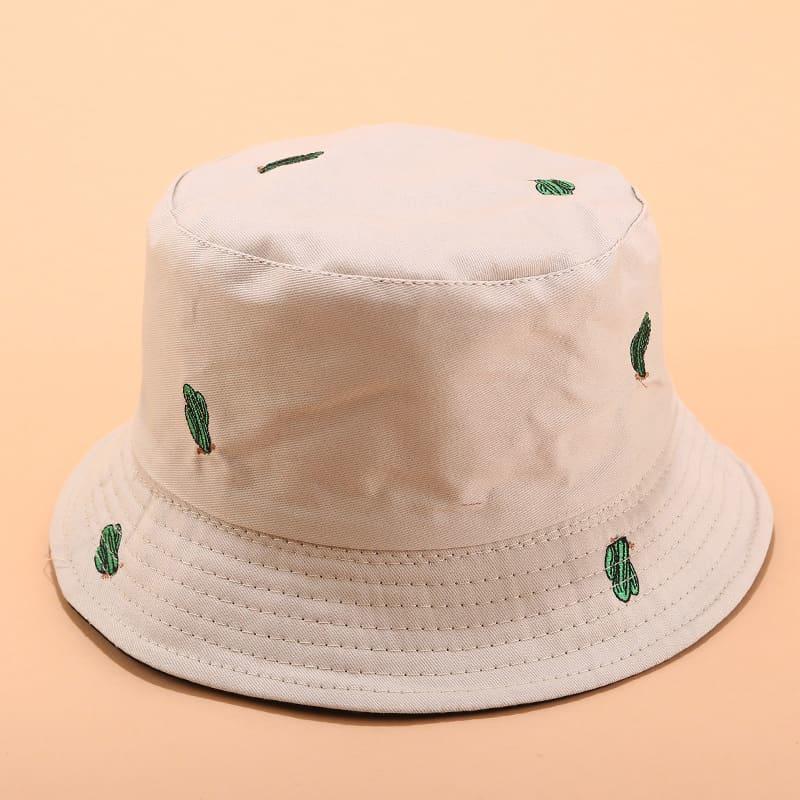 BK00058 Sombrero de pescador de doble cara con bordado de cactus