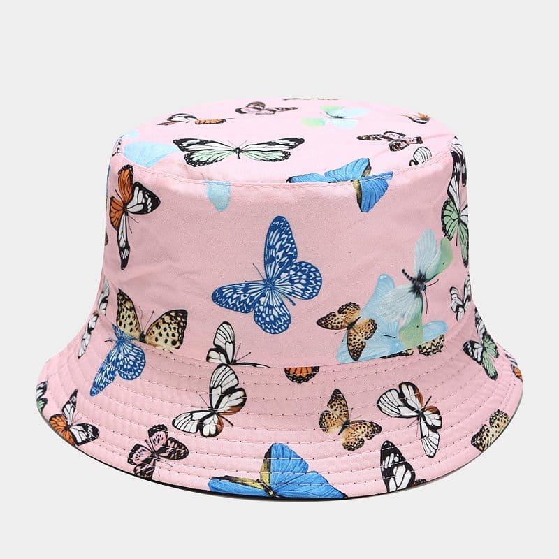 BK00057 Sombrero de cubo con estampado de mariposas coloridas