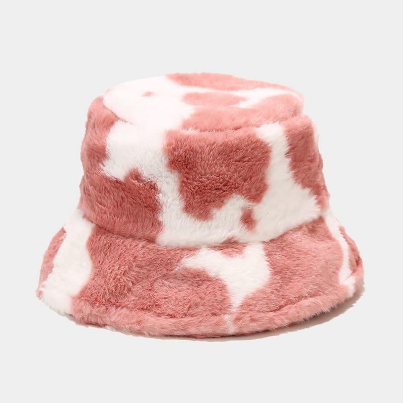 BK00071 Estampado de vaca Otoño Invierno Sombrero de cubo para mujer