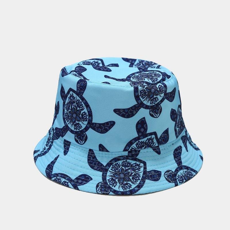 BK00072 Sombrero de pescador de doble cara con estampado de animales marinos