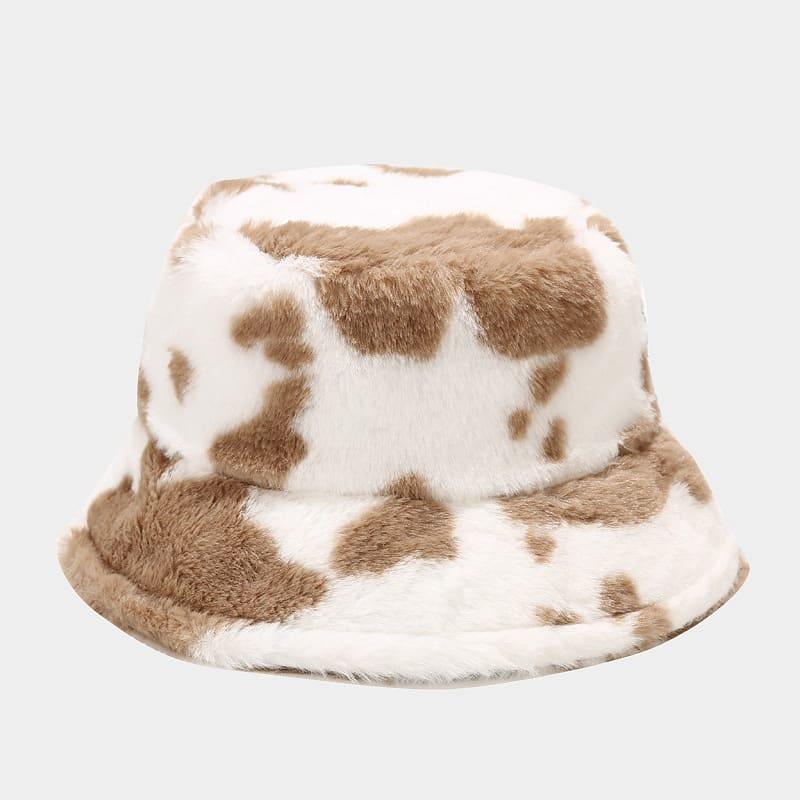 BK00071 Estampado de vaca Otoño Invierno Sombrero de cubo para mujer