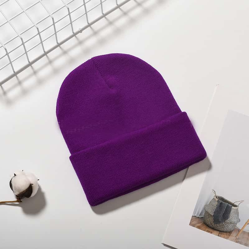 H00076 Sombrero de punto de rayas cálidas de invierno para mujer de color puro