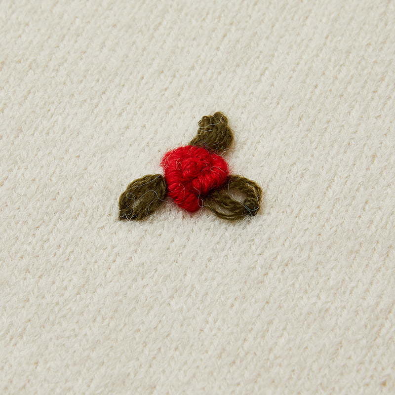 ML2207 Jersey de punto floral hecho a mano con cuello de pétalo estilo perezoso