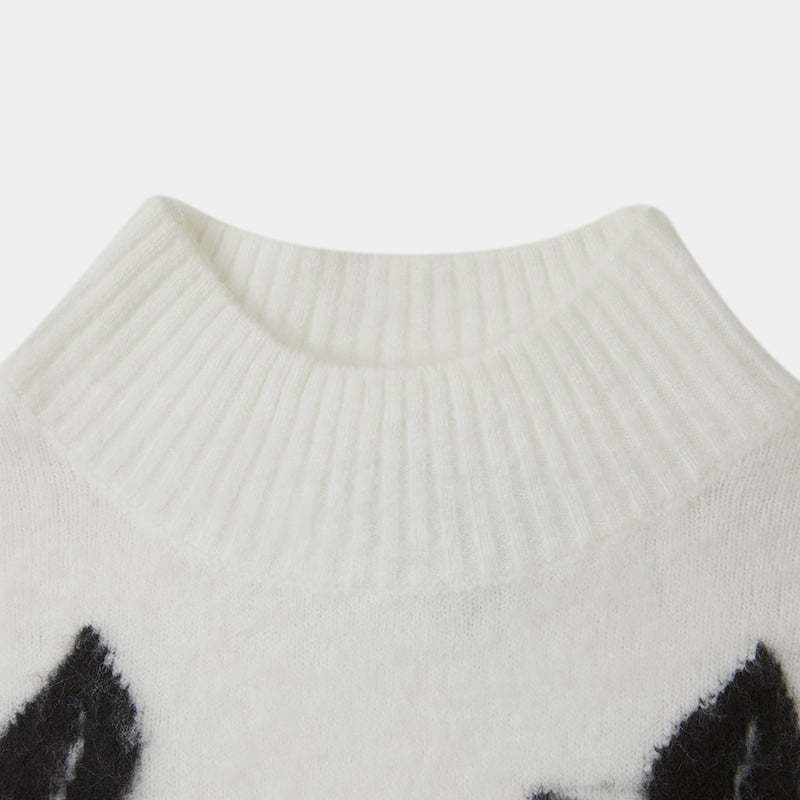ML2208 Suéter de punto de lana con medio cuello alto y hojas de mohair para principios de otoño