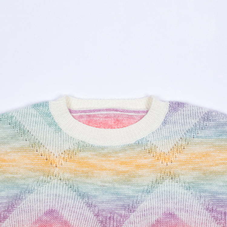 SM-K0011 Primavera Otoño Rainbow Gradient Mohair Suéter grueso Jersey de punto