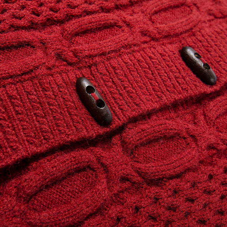 SM-K0034 Cárdigan de punto de cuello redondo Jacquard con botón de cuerno de un solo pecho Otoño e Invierno