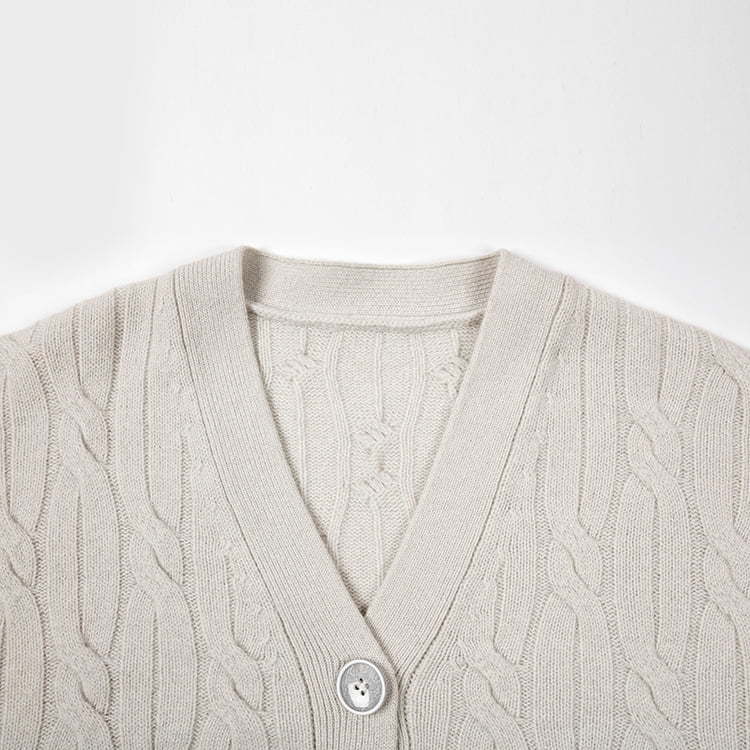 SM-K0013 cárdigan de punto con cuello en V y suéter tridimensional de otoño/invierno