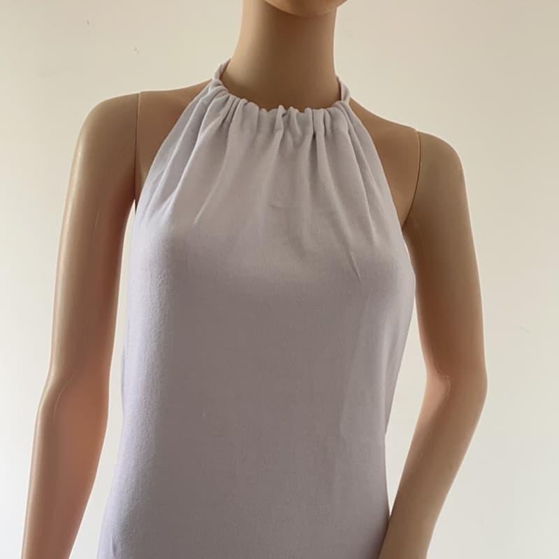 SM-K0108 Colorido vestido de punto con cuello teñido anudado