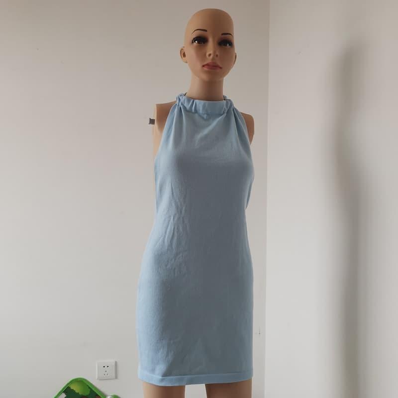 SM-K0108 Colorido vestido de punto con cuello teñido anudado